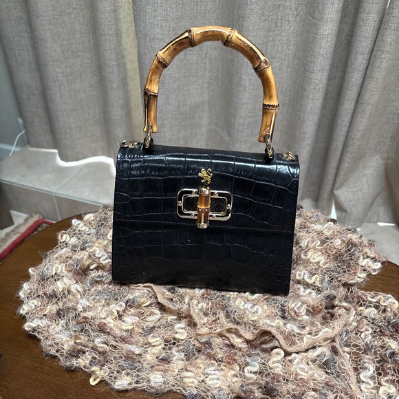 Pratesi Italian Leather Bamboo Top Handle--Excellent Condition - Picture 1 of 5